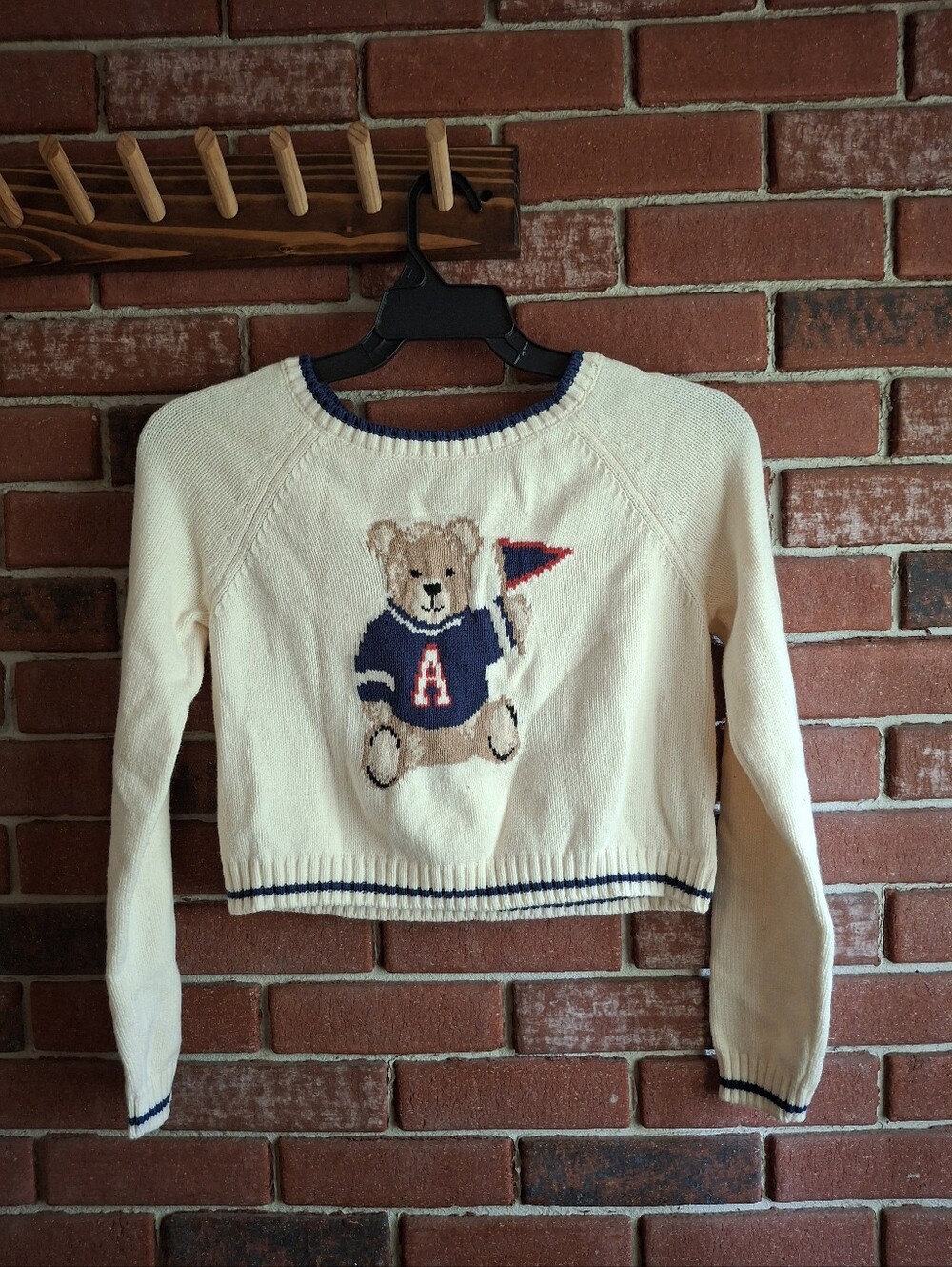 Arizona Jean Co. cream & white teddy bear sweater